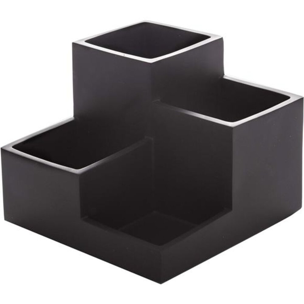 Makeup Organizer Bathroom Vanity Countertop 4 Compartment Storage Holder Black